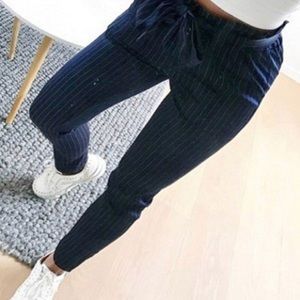Blue striped high waisted pants
